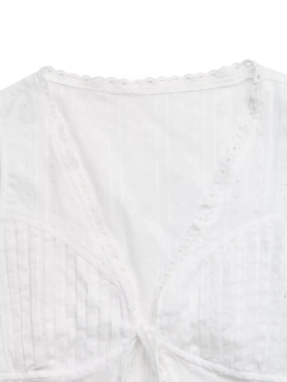 Lace Trim Tie Front Sleeveless Shirt
