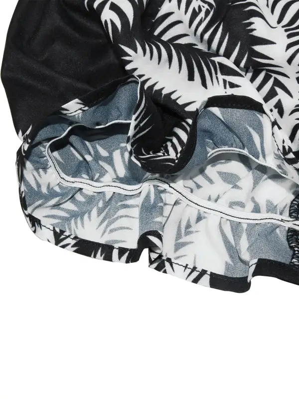 One Neck Lantern Lotus Leaf Short Shorts