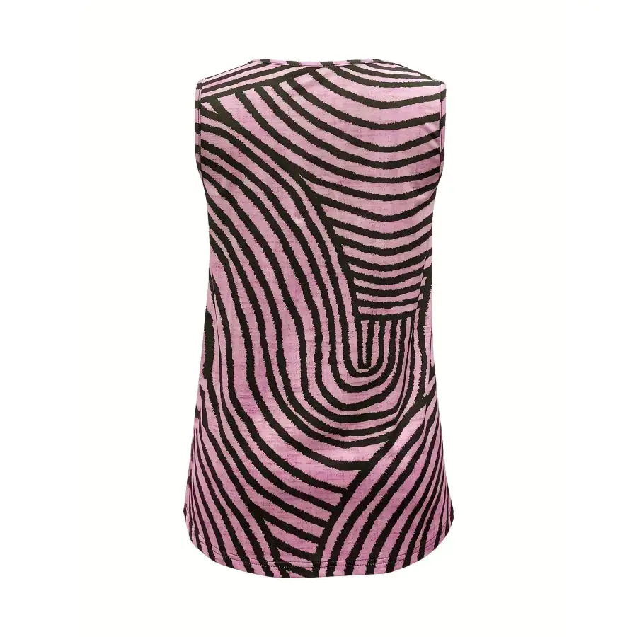 Sleeveless Zebra Button Up Tank Top