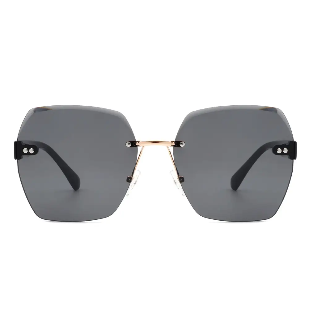 Rhinestone Square Rimless Frame Sunglasses