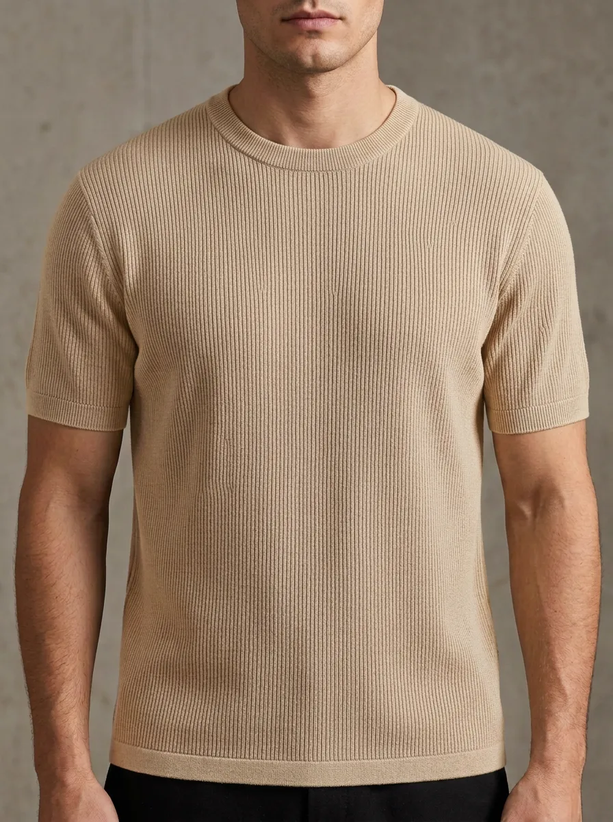 Modern Comfort-Look Men's Knit Crew-Neck T-Shirt