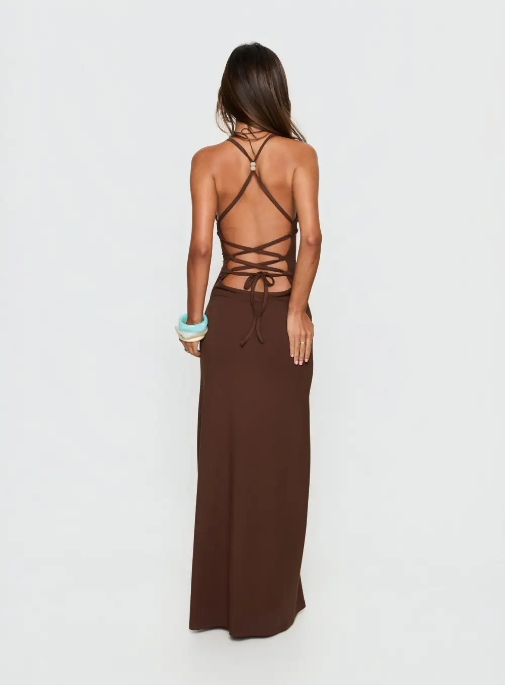 Sequin Detail Halter Maxi Dress