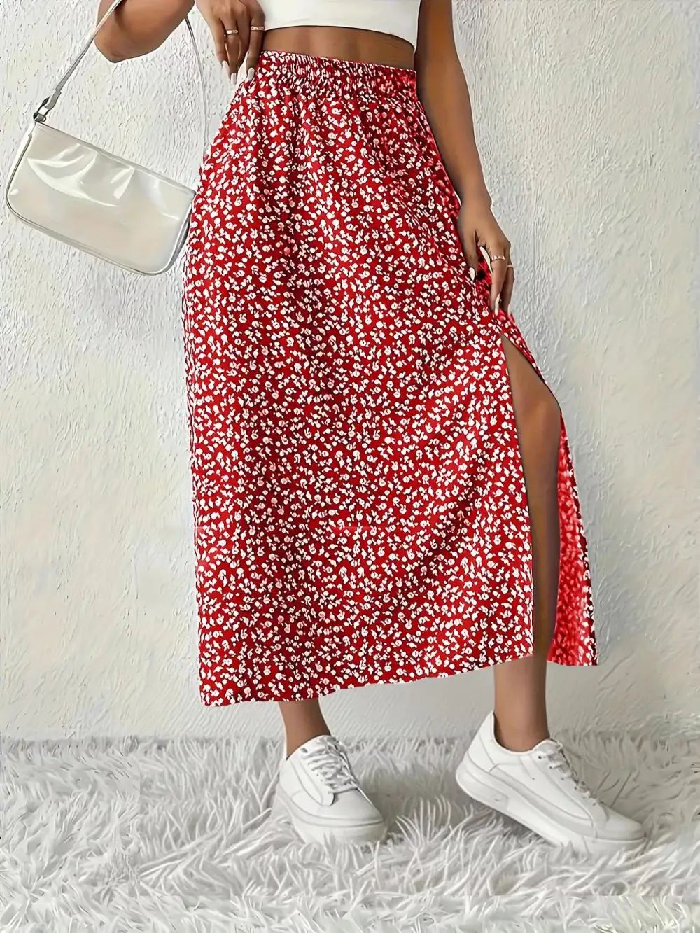 Wearable Printed Slit Detail Skirt
