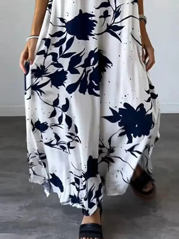 Floral Printed Neck Maxi Dress
