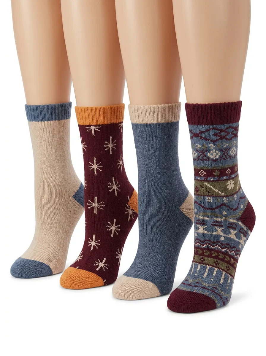 Contemporary Printed Fit Women's Four Pair Socks