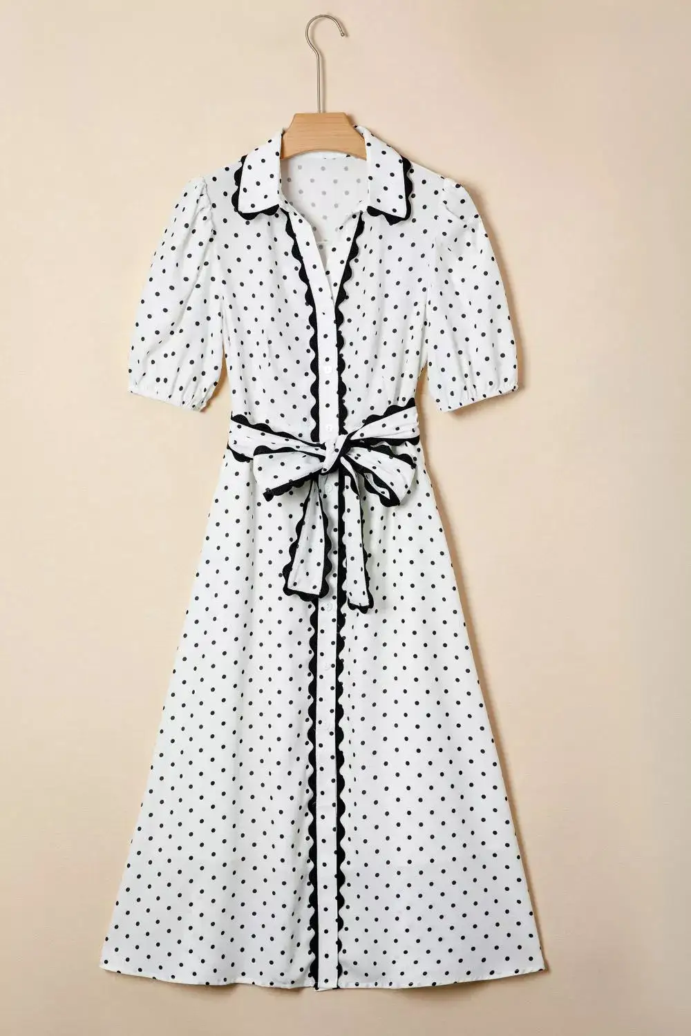 Polka Dot Half Sleeve Midi Dress