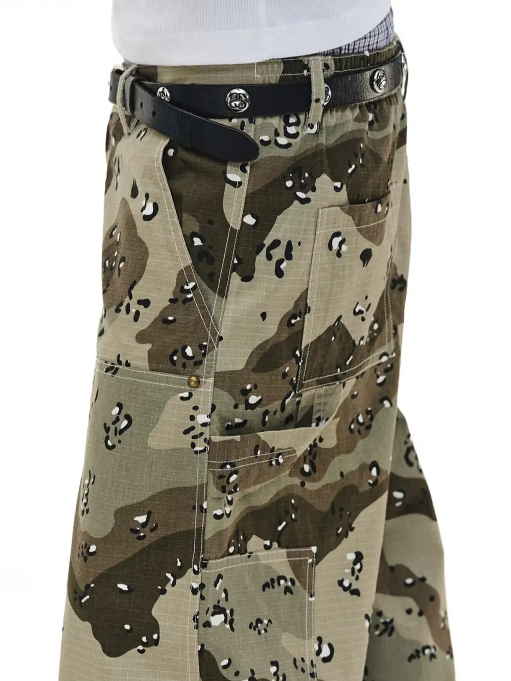 Curved-Cut Camouflage Washed Utility Pants
