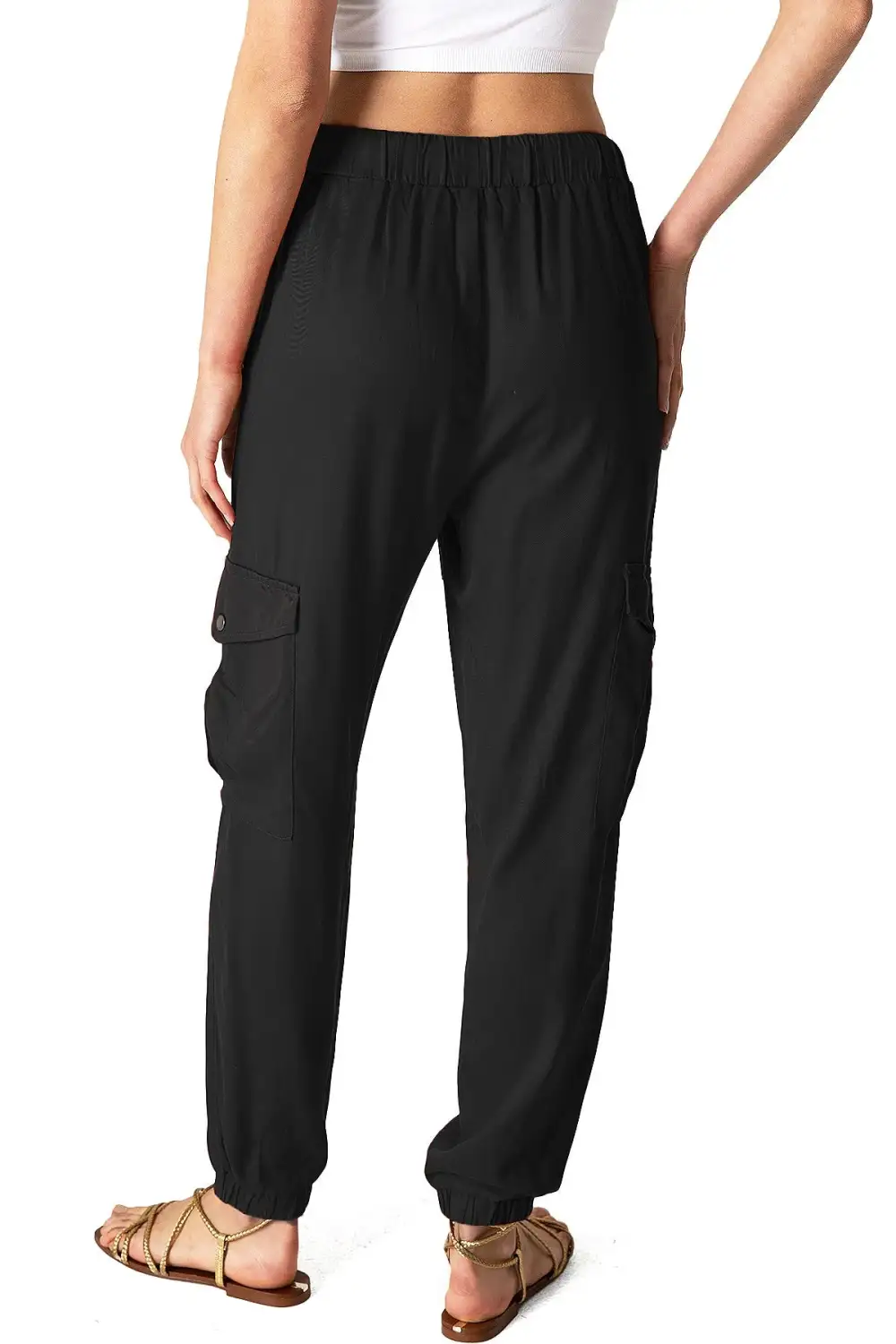 Red Drawstring Cargo Joggers