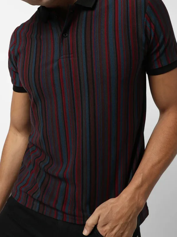 Striped Casual Style Cotton Polo T-Shirt