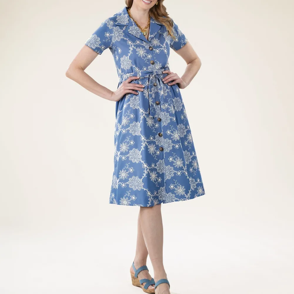 Embroidered Marine Dress