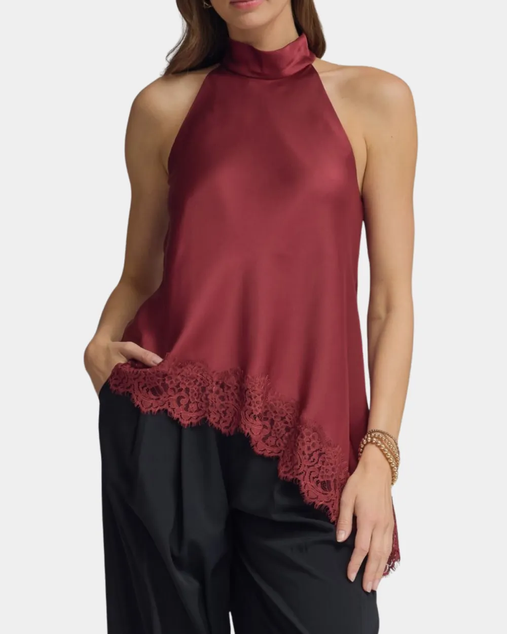 Lace High Neck Top