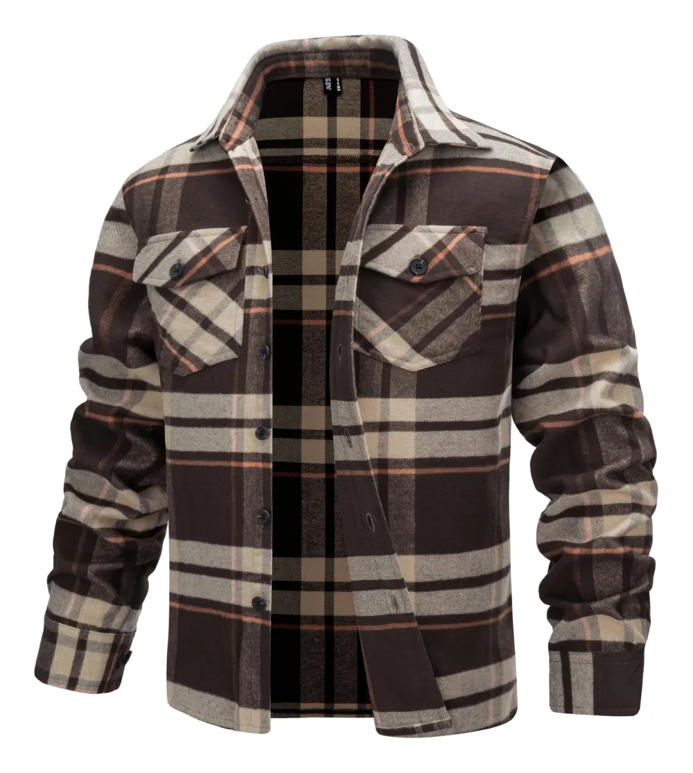 Men's Flannel Shirts Brushed Fleece Flannel Shirts Jacket