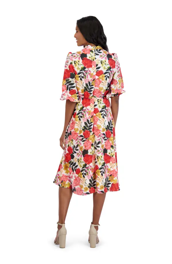 Tie Front Sleeve Midi Dress