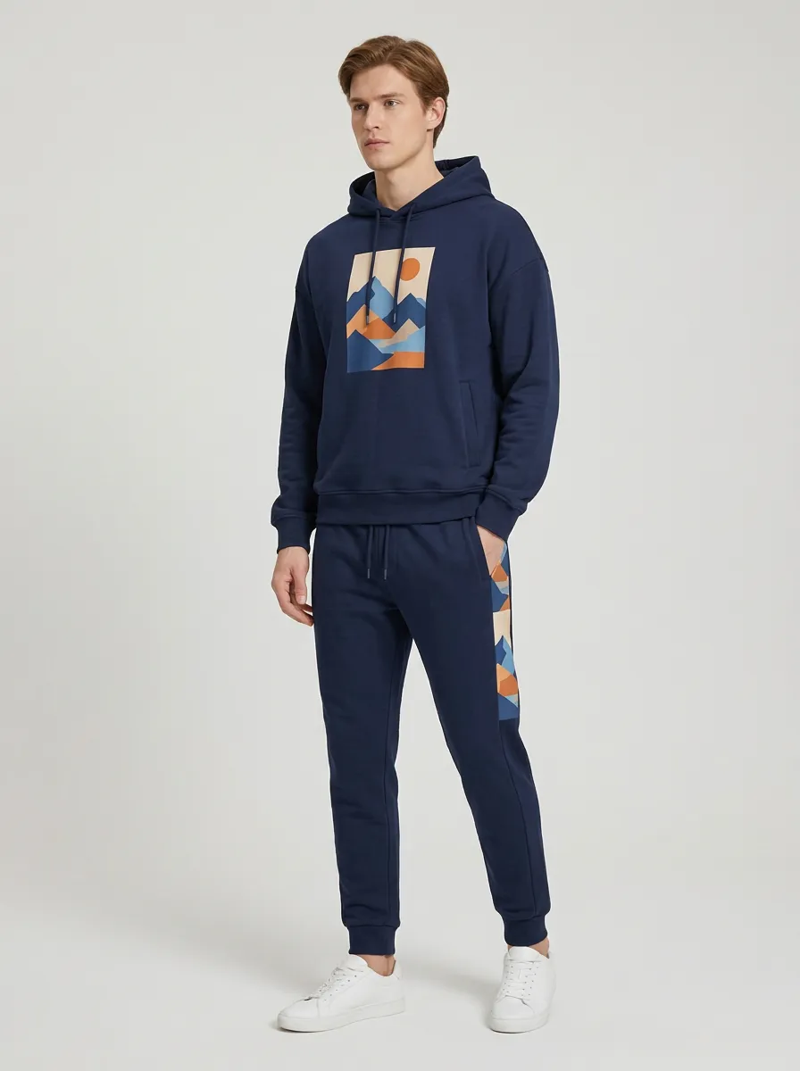 Men's Outdoor Nature Lover Mountain Sun Printed Tracksuit
