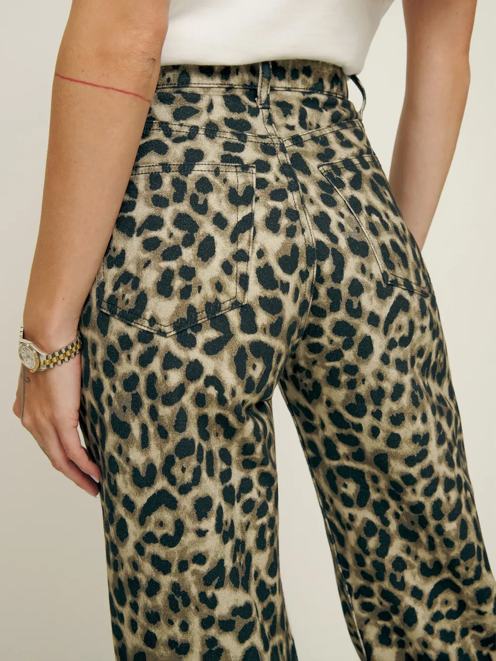 Leopard Print Wide Leg Jeans