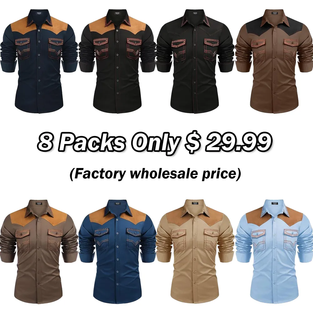 🤠 Men’s Embroidered Western Cowboy Shirt – Rugged Charm. Timeless Style.
