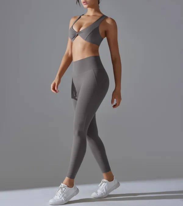Backless High-Waist Bra, Leggings and Trousers Active Set