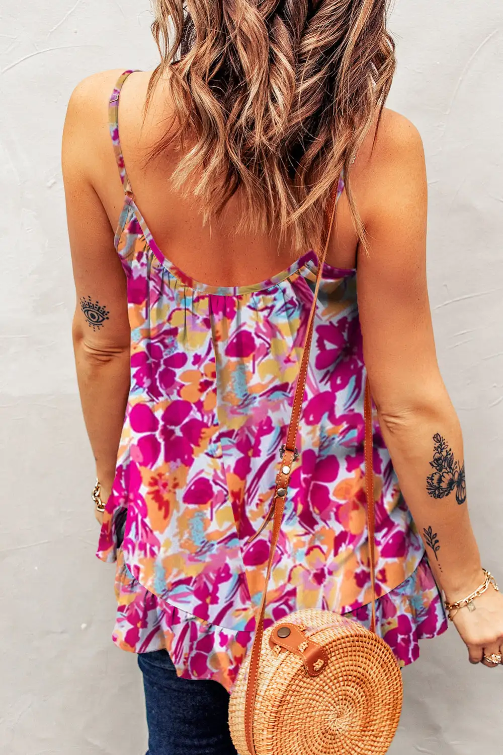 Floral Print Loose Fit Spaghetti Strap Tank Top