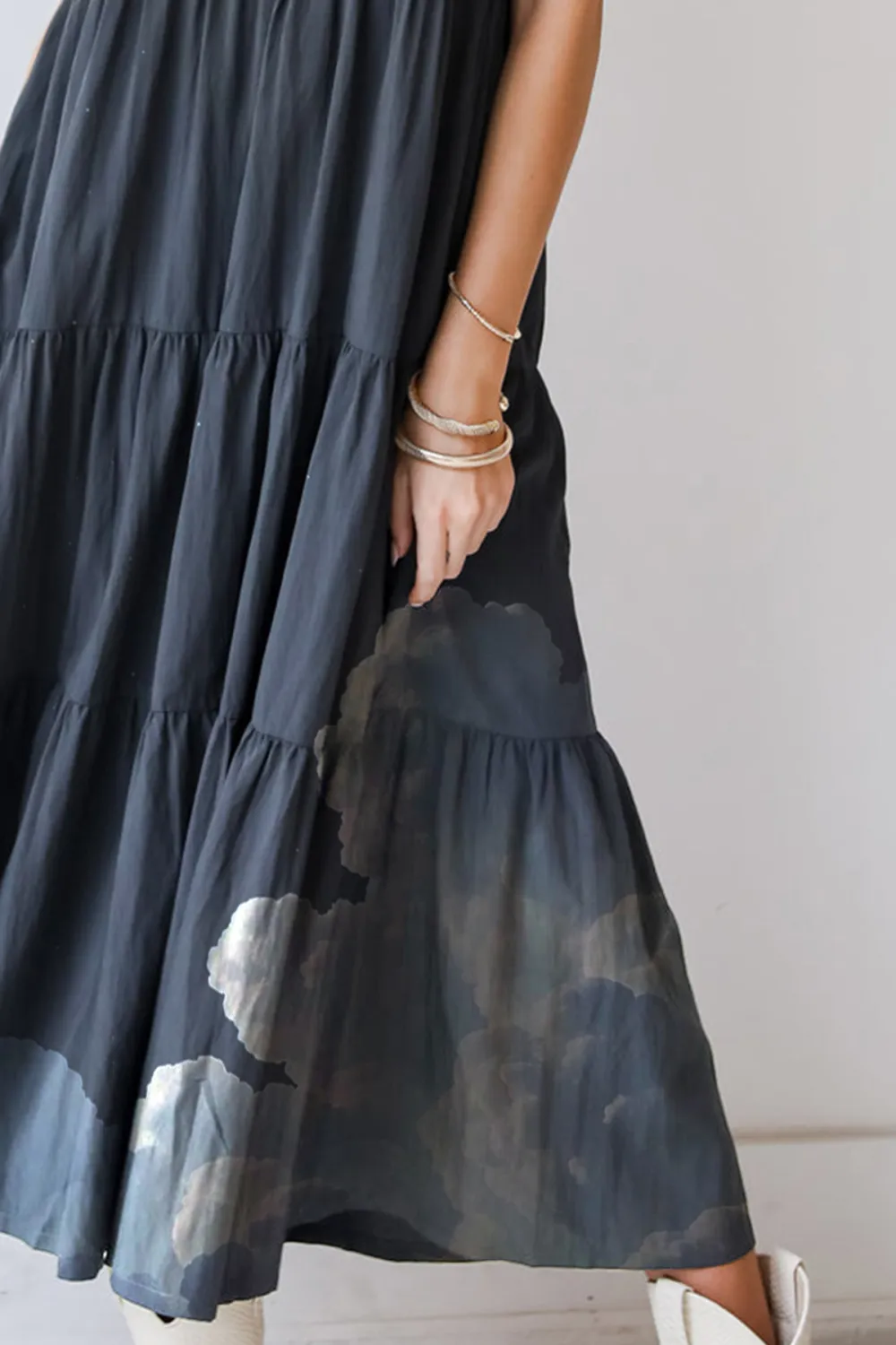 Stellar Sweetie Charcoal Tiered Maxi Dress