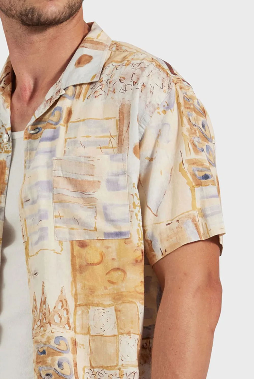 Vintage Inspired Print Short Sleeve Shirt