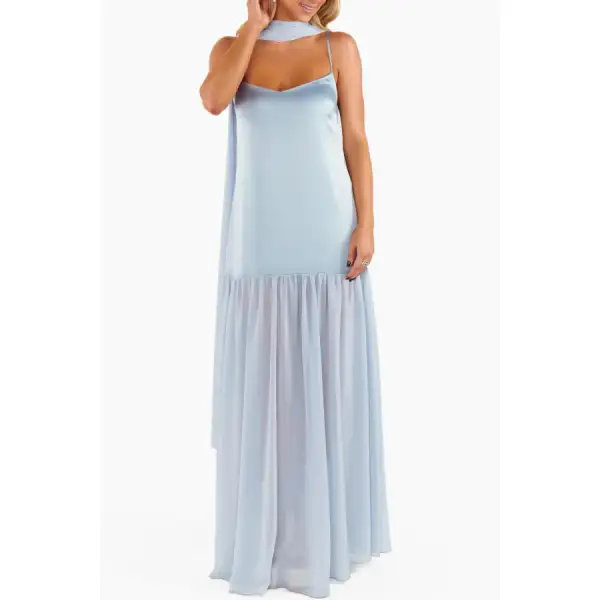 Adjustable Strap Maxi Cami Dress with Scarf