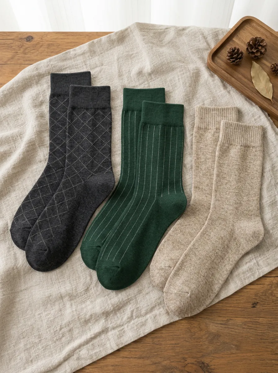Men's Argyle Stripe Solid Pattern Printed Socks 3-Pack