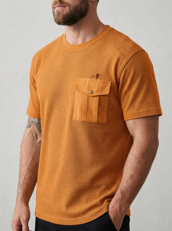 Heritage Waffle Texture Topographic Shape Men's Cargo Pocket T-Shirt