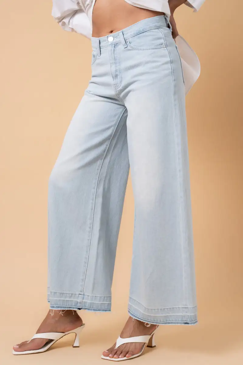 Women's High Rise Relaxed Wide Leg Rigid Denim Jeans