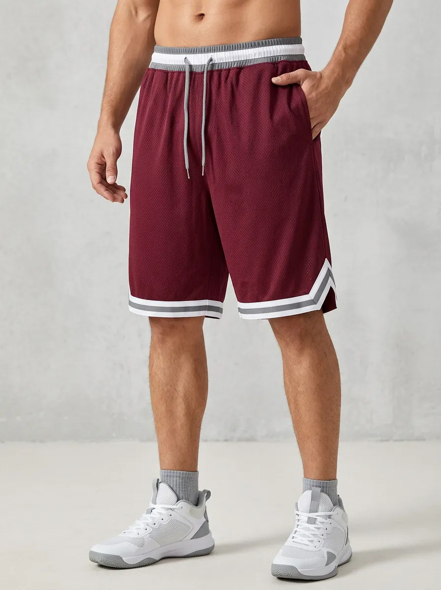 Active Striped Detail Mesh Detail Essential Men's Basketball Shorts