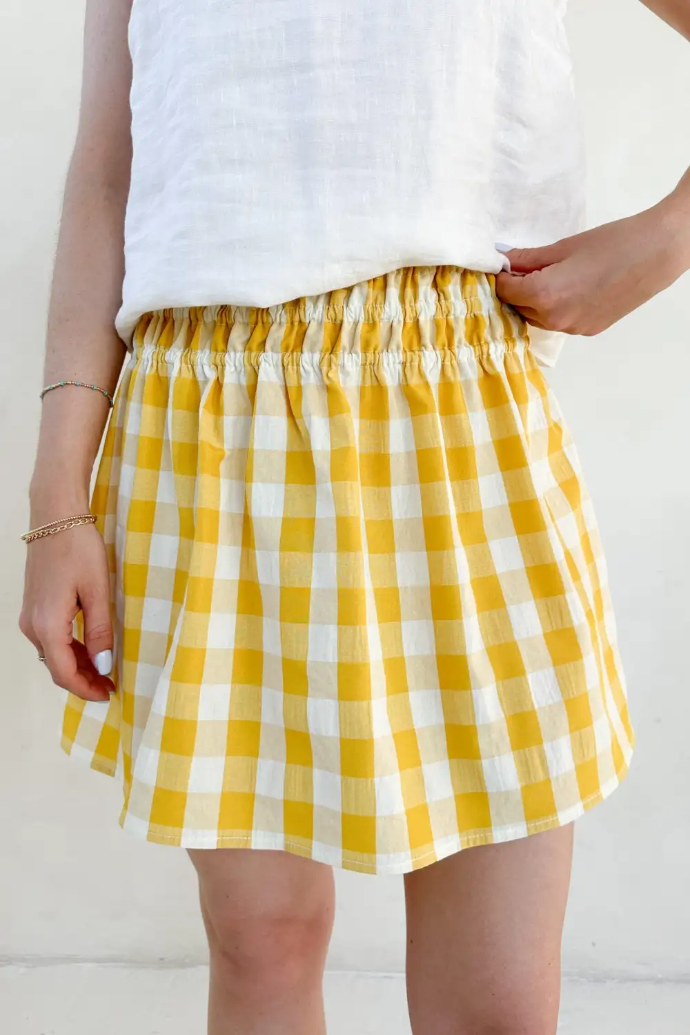 Simple Cut Plaid Checkered Skirt