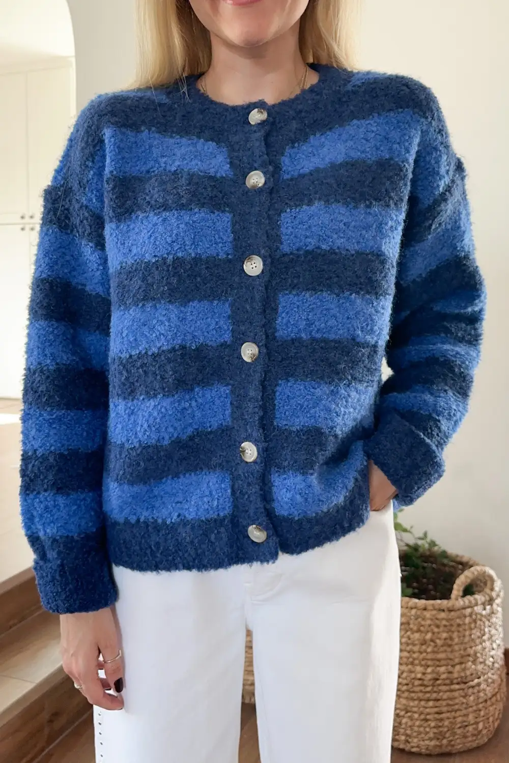 Striped Button Front Cardigan