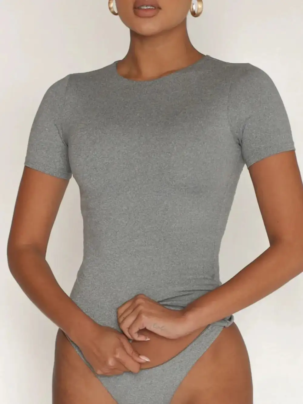 Round Neck Short Sleeve Top Set Swim Cover Up