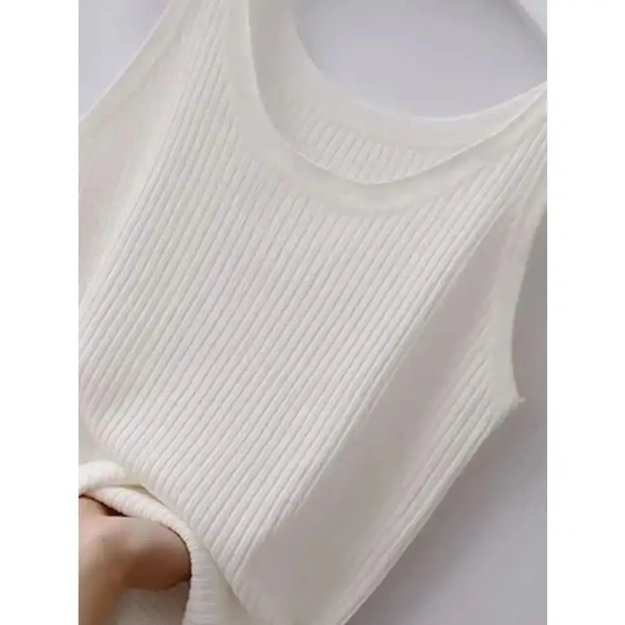 Plus Size Ribbed Knit Scoop Neck Tank
