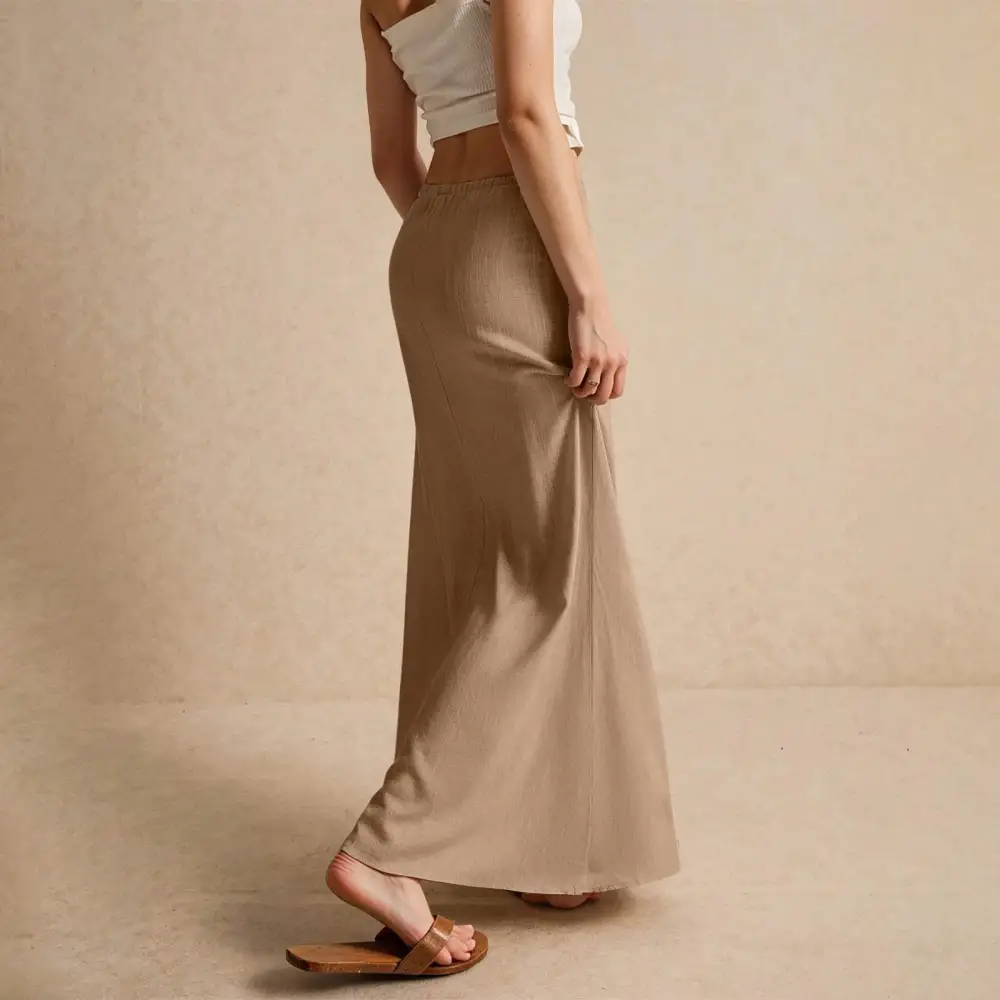 Satin A-Line Drawstring Skirt