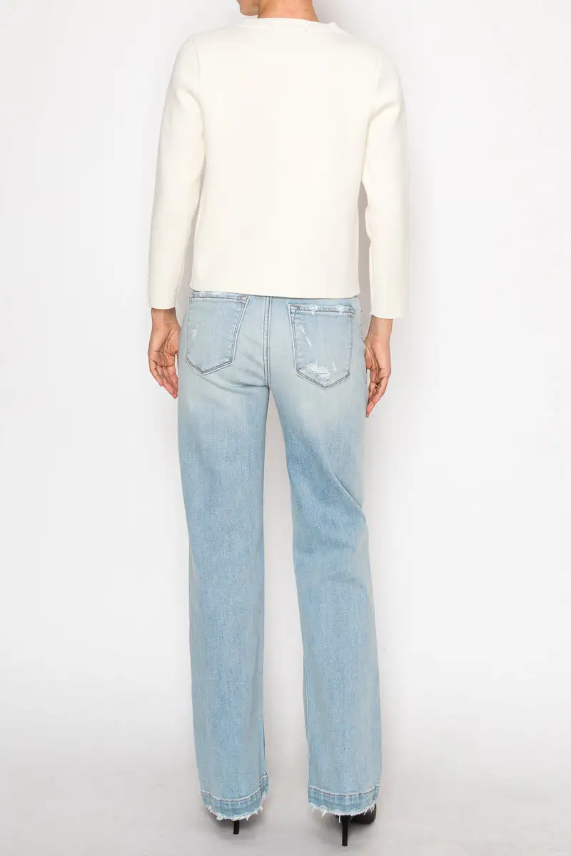 Refined High Rise Straight Leg Relaxed Denim Jeans