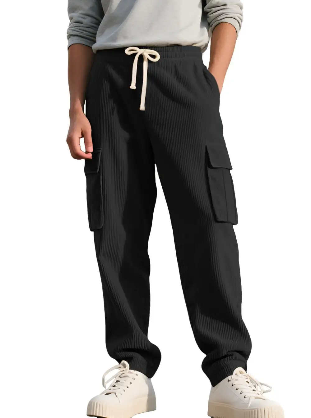 Men's Casual Utility Cargo Waistband Pockets Cargo Pants