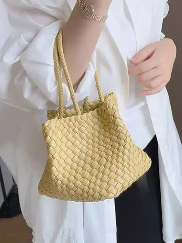 Polished Woven Shoulder Bag