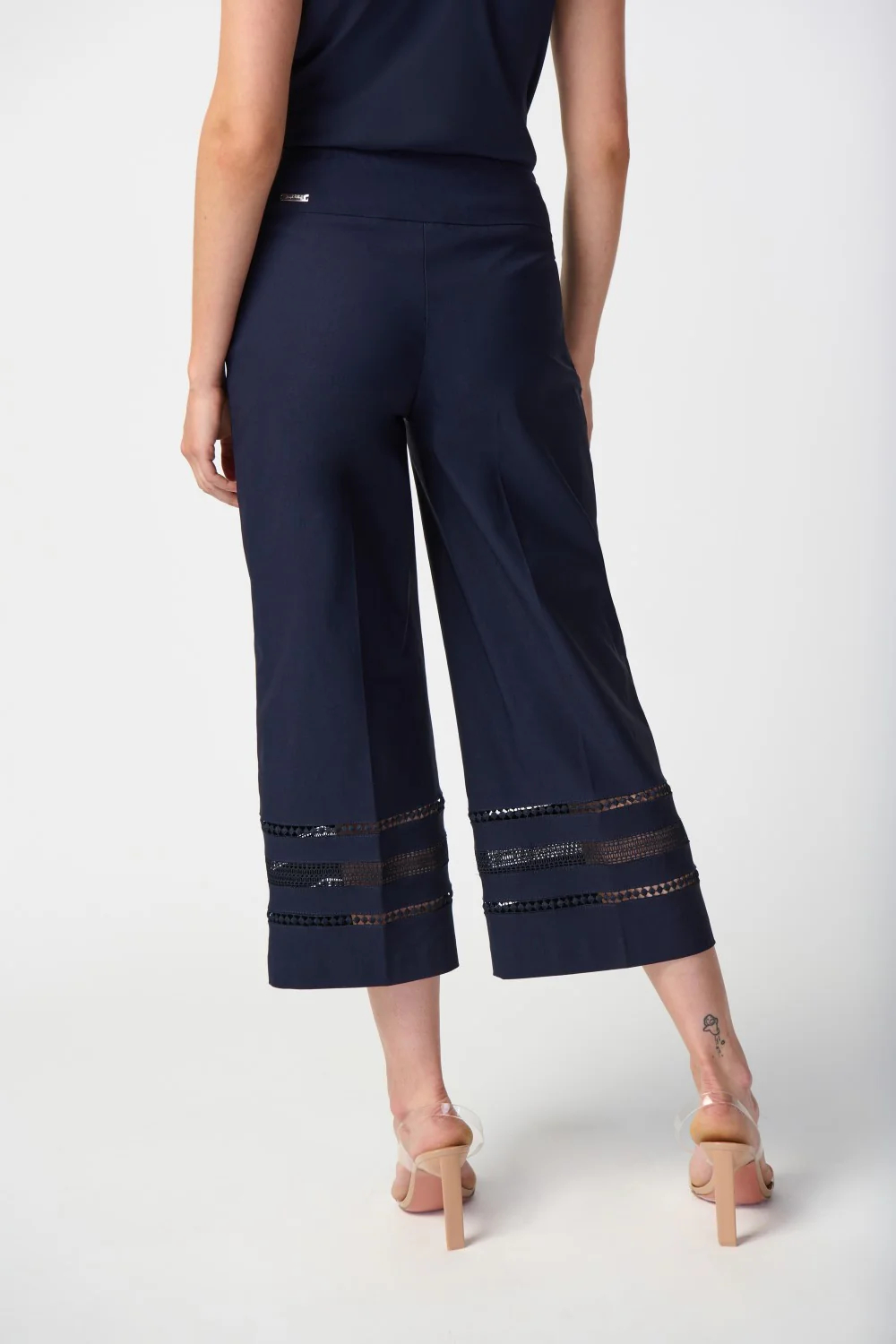 Midnight Blue Cropped Wide - Leg Pants
