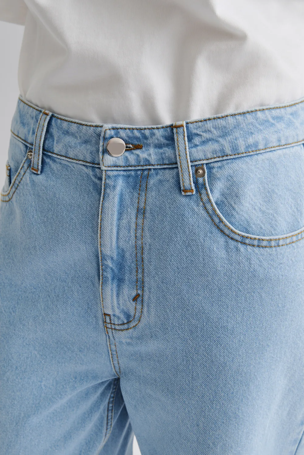 Straight Leg Button Fly Denim Jeans
