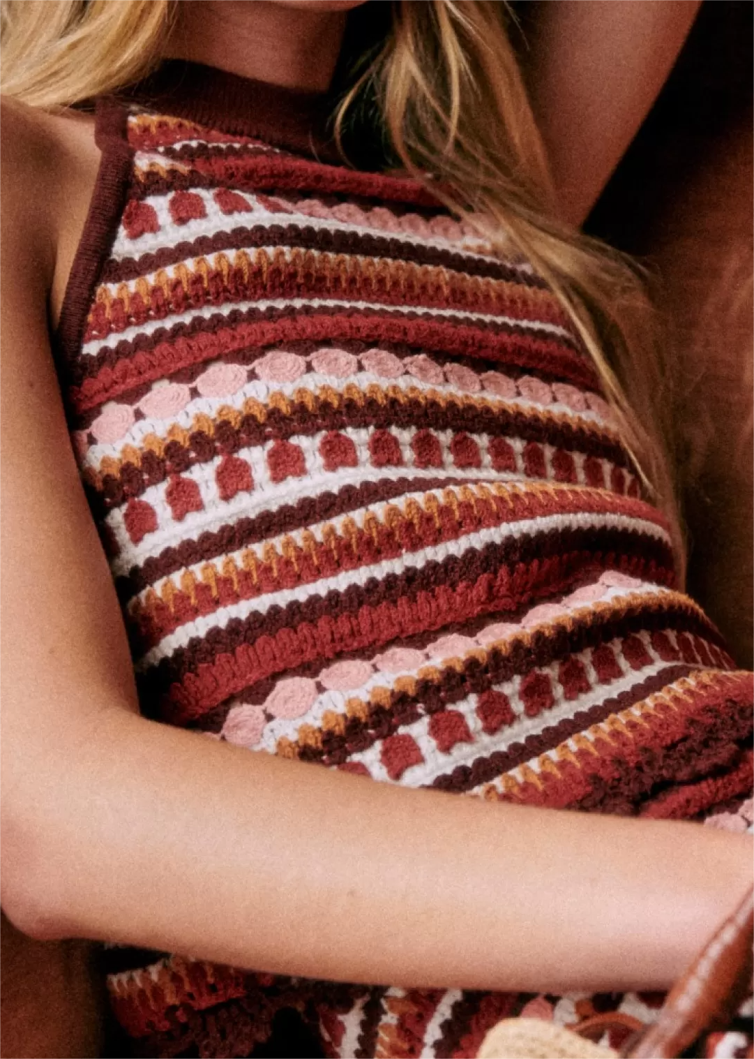 Patterned Halter Knit Top