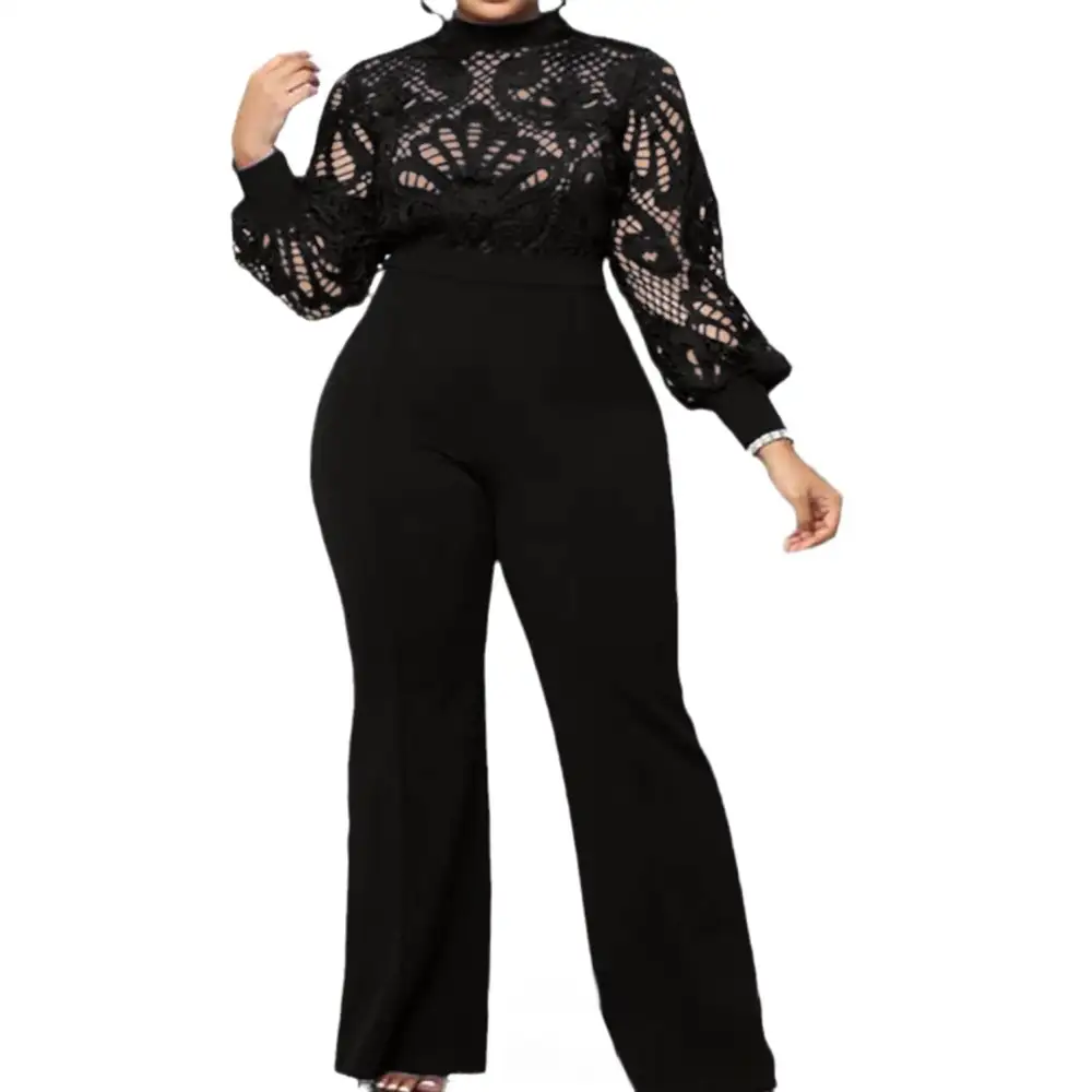 Lace Trim Casual Jumpsuit Pants