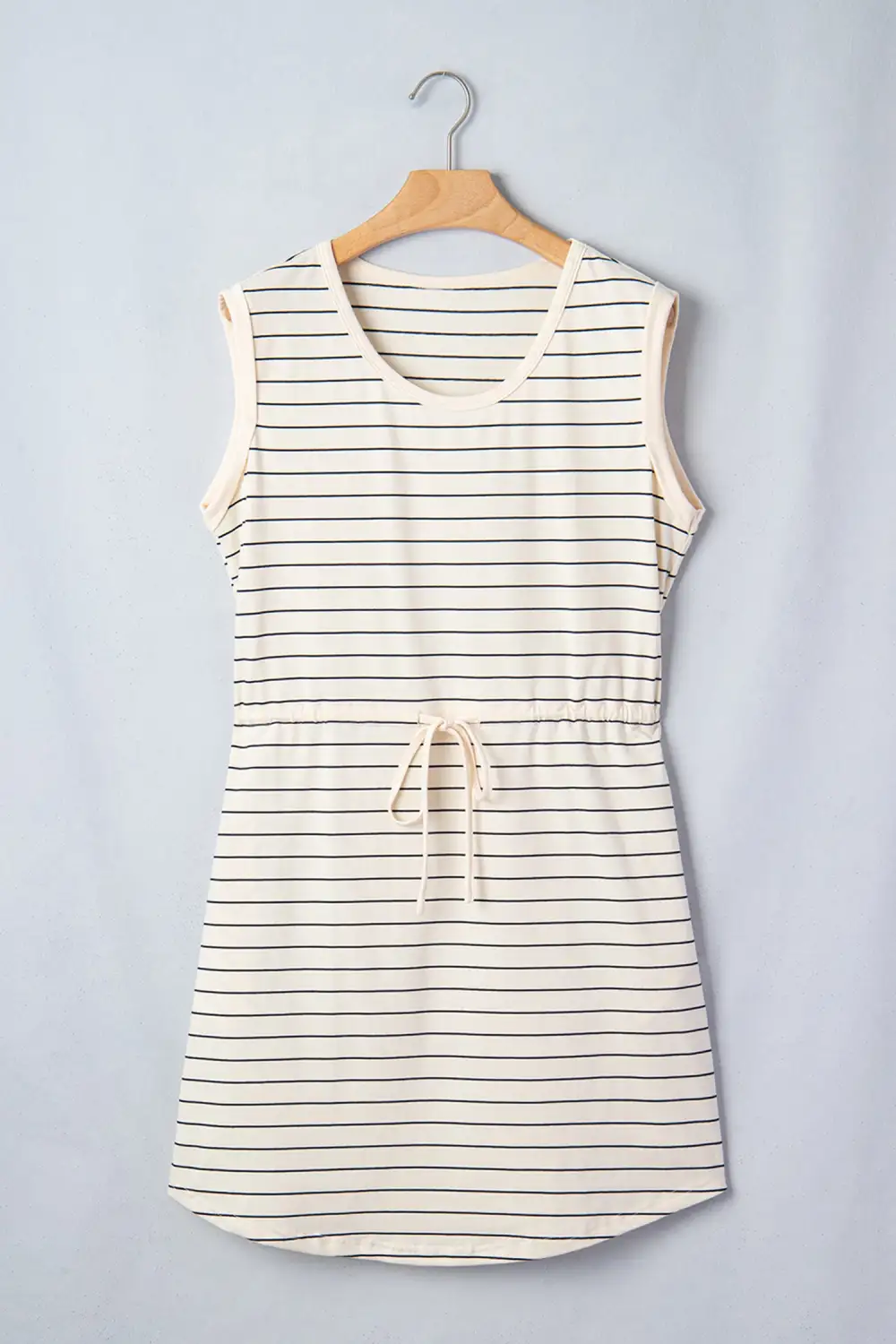 Striped Drawstring Pocketed Mini Dress