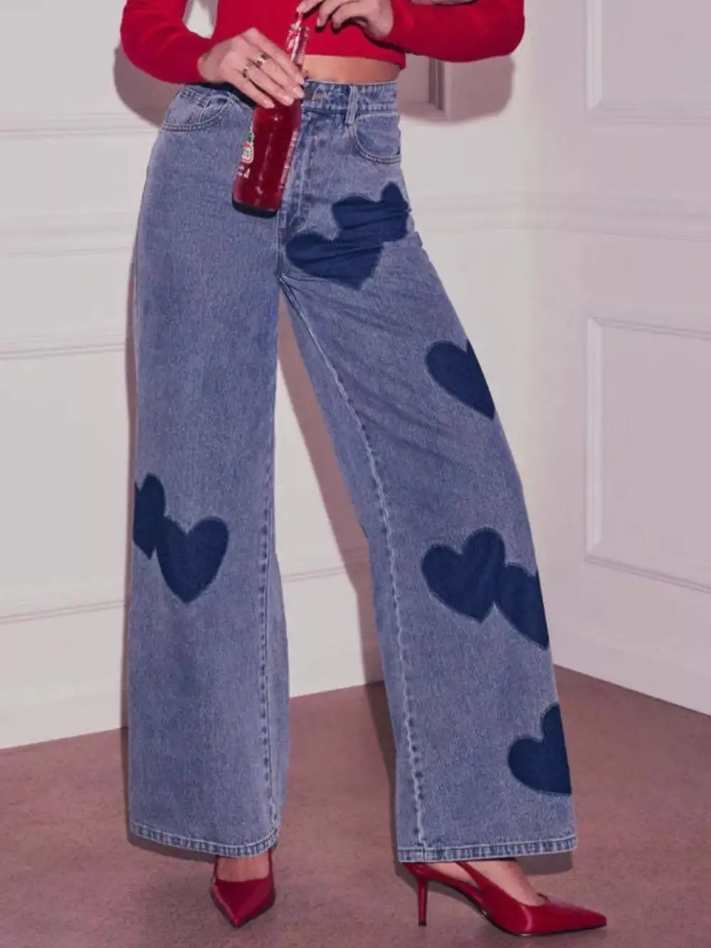 Utility High Waist Wide Leg Denim Jeans