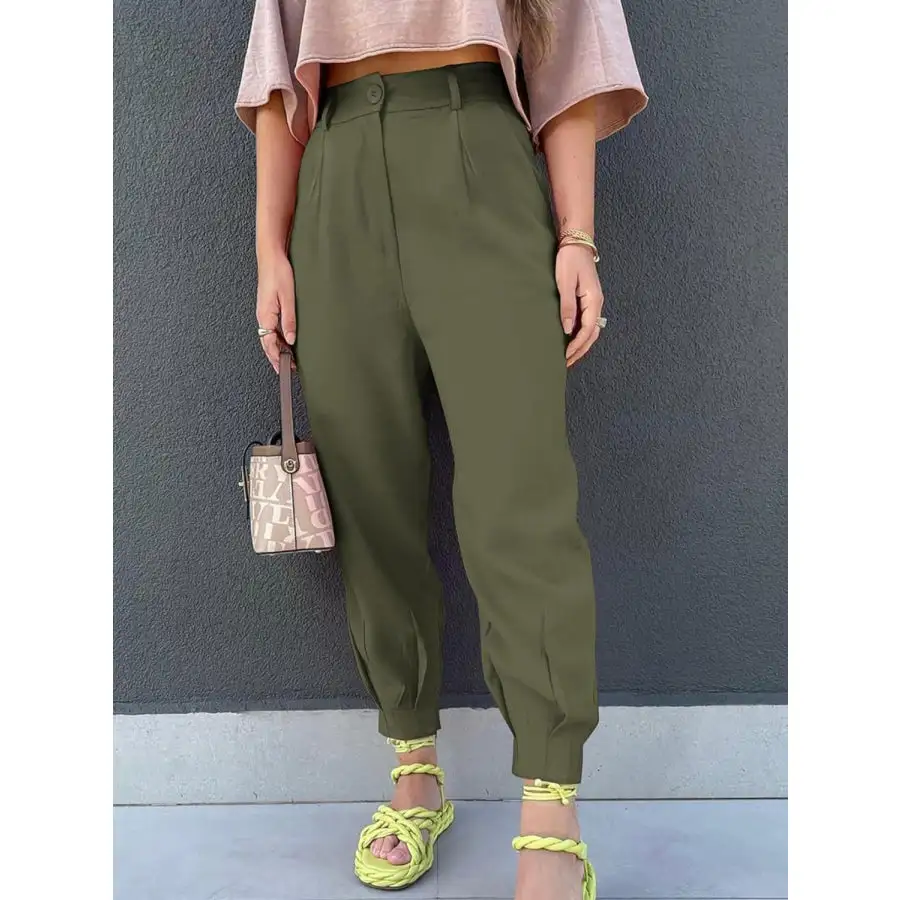 Classic High Waist Cropped Pants