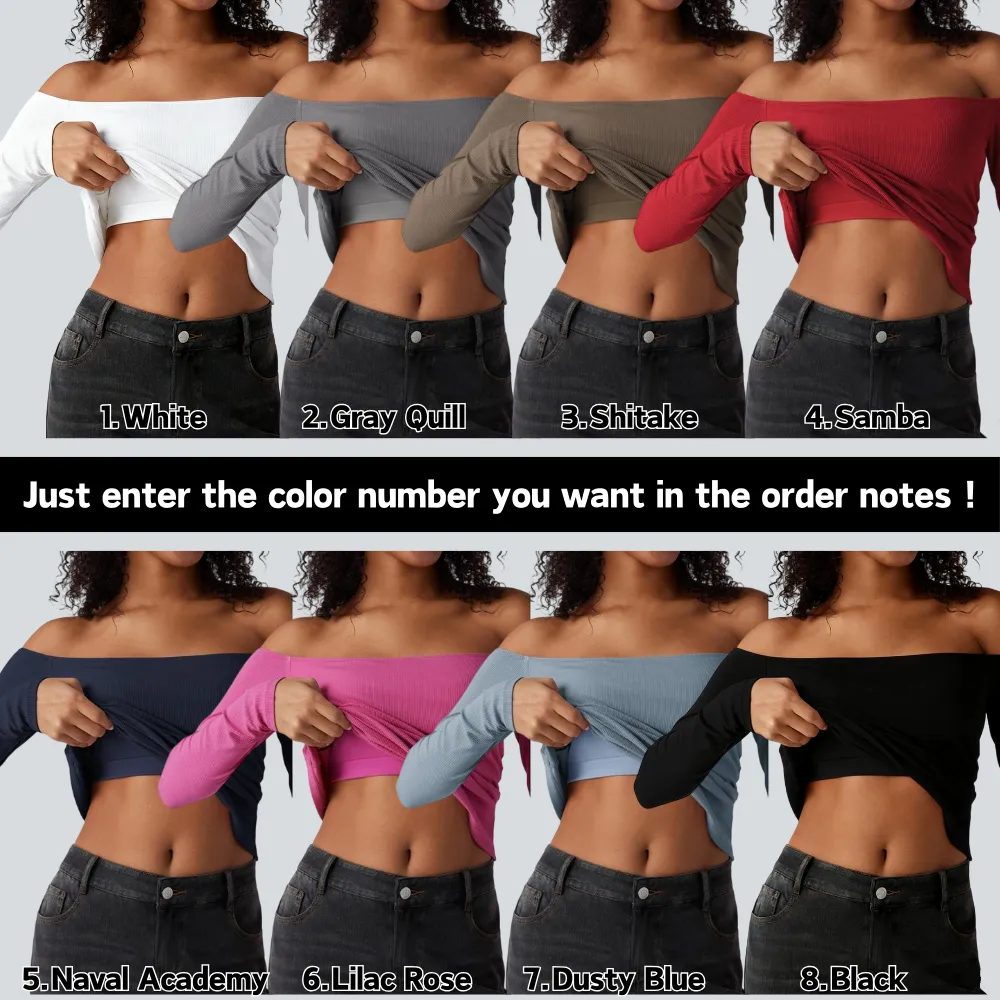Ribbed Knit Off Shoulder Long Sleeve 2-in-1 Casual Top