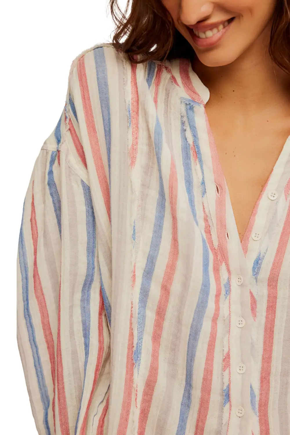 Striped Button Front Collared Shirt