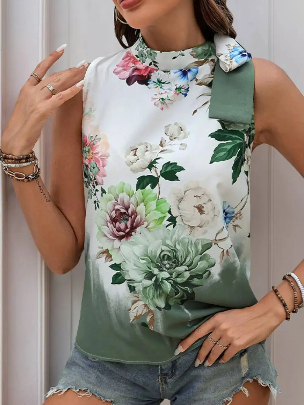 Relaxed Tie Waist Tie Detail Tank Top