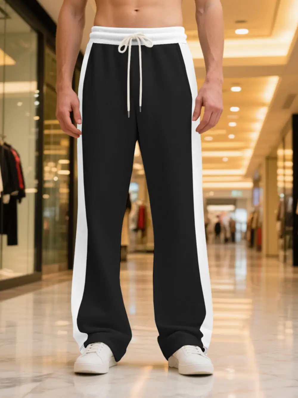 Men's Full Size Contrast Stripe Drawstring Sweatpants Plus