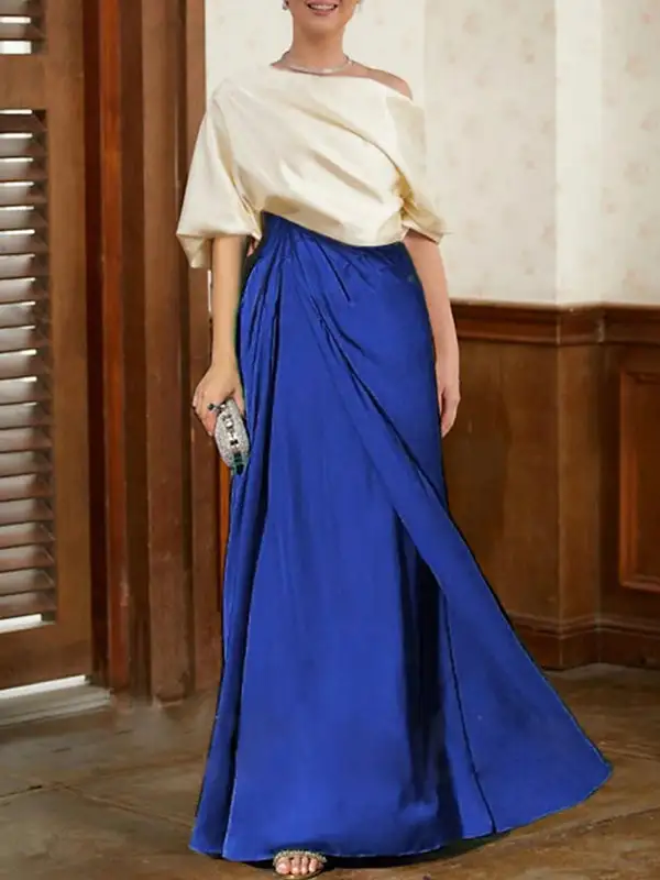 Half Pleated Maxi Dress