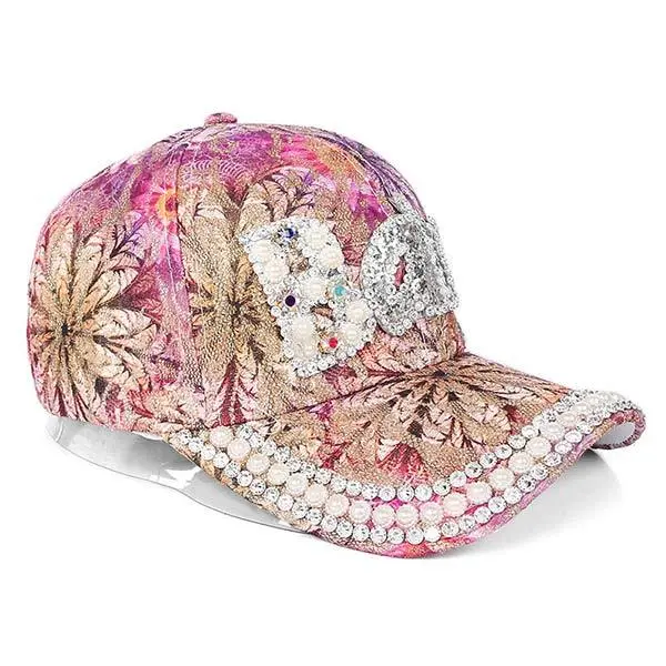 Women'S Colorful Rhinestone Print Floral Baseball Cap 64634191C